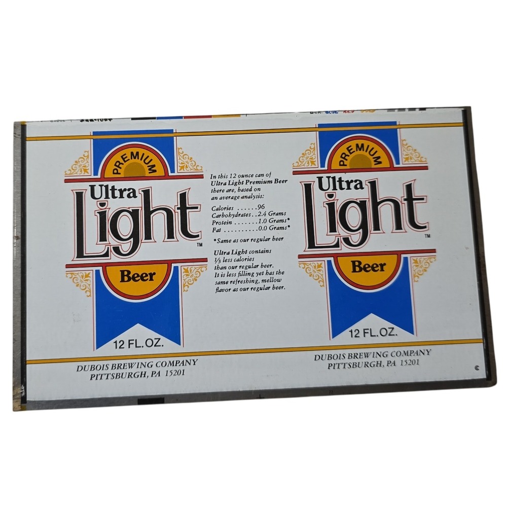 Vintage Ultra Light Beer 12 oz flat unrolled Can DuBois Brewing Pittsburgh PA
